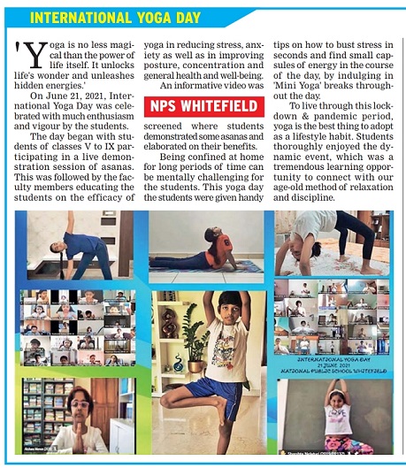 International Yoga Day published in NIE on 23 July